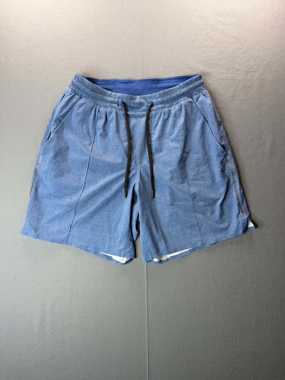 Lululemon 7" Athletic Gym Shorts Drawstring Elastic Waist Size S Blue